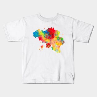 Belgium Map Watercolor Painting Kids T-Shirt